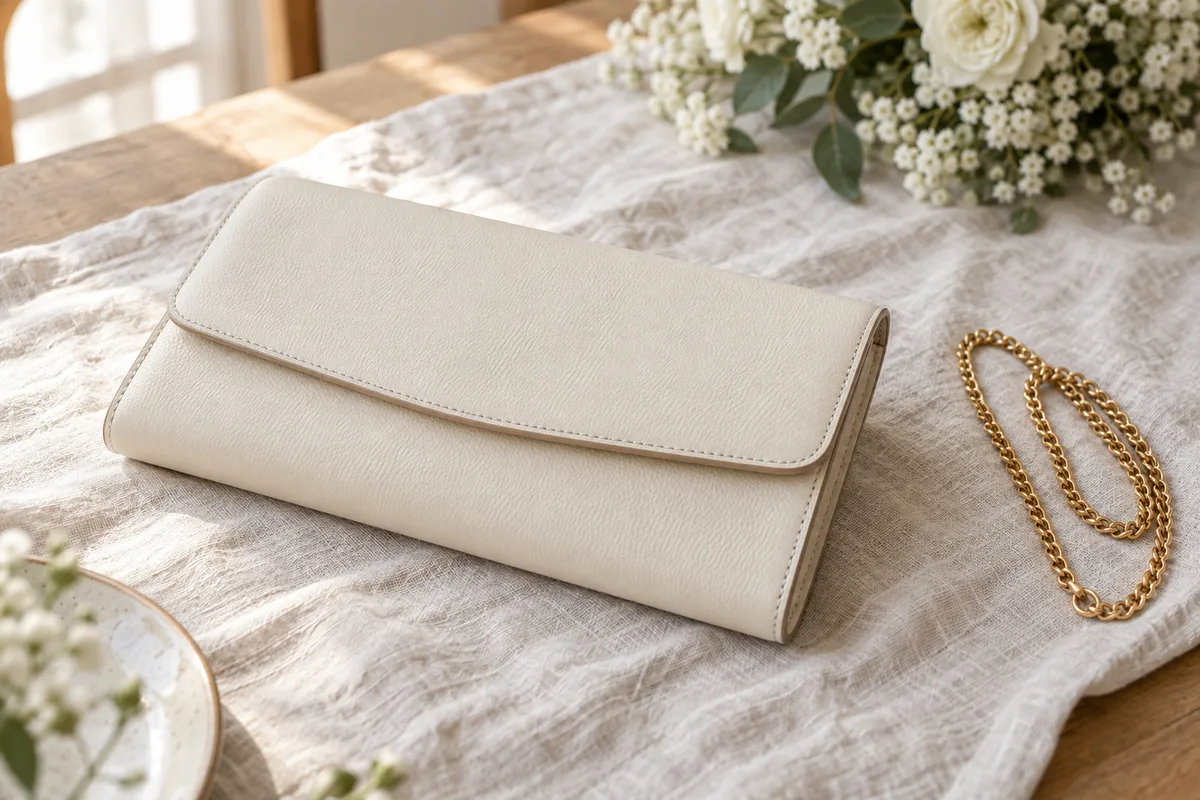 Pochette de mariée : formats, cuirs et teintes